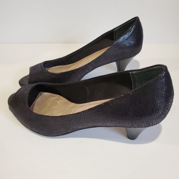 Giani Bernini Women's Soria Open-Toe Pumps Black Snake Print Size 8.5 M - Picture 2 of 8